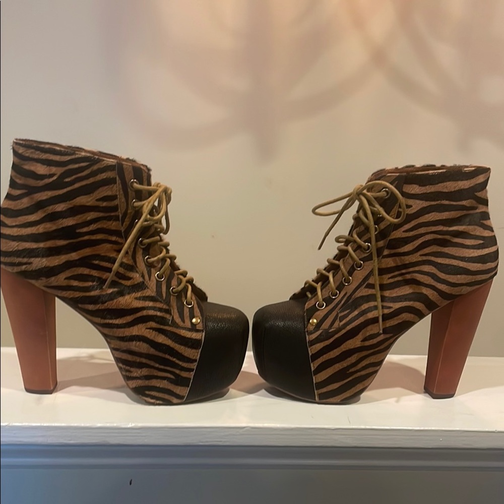 Jeffrey Campbell Zebra Print Platform Boots - image 1